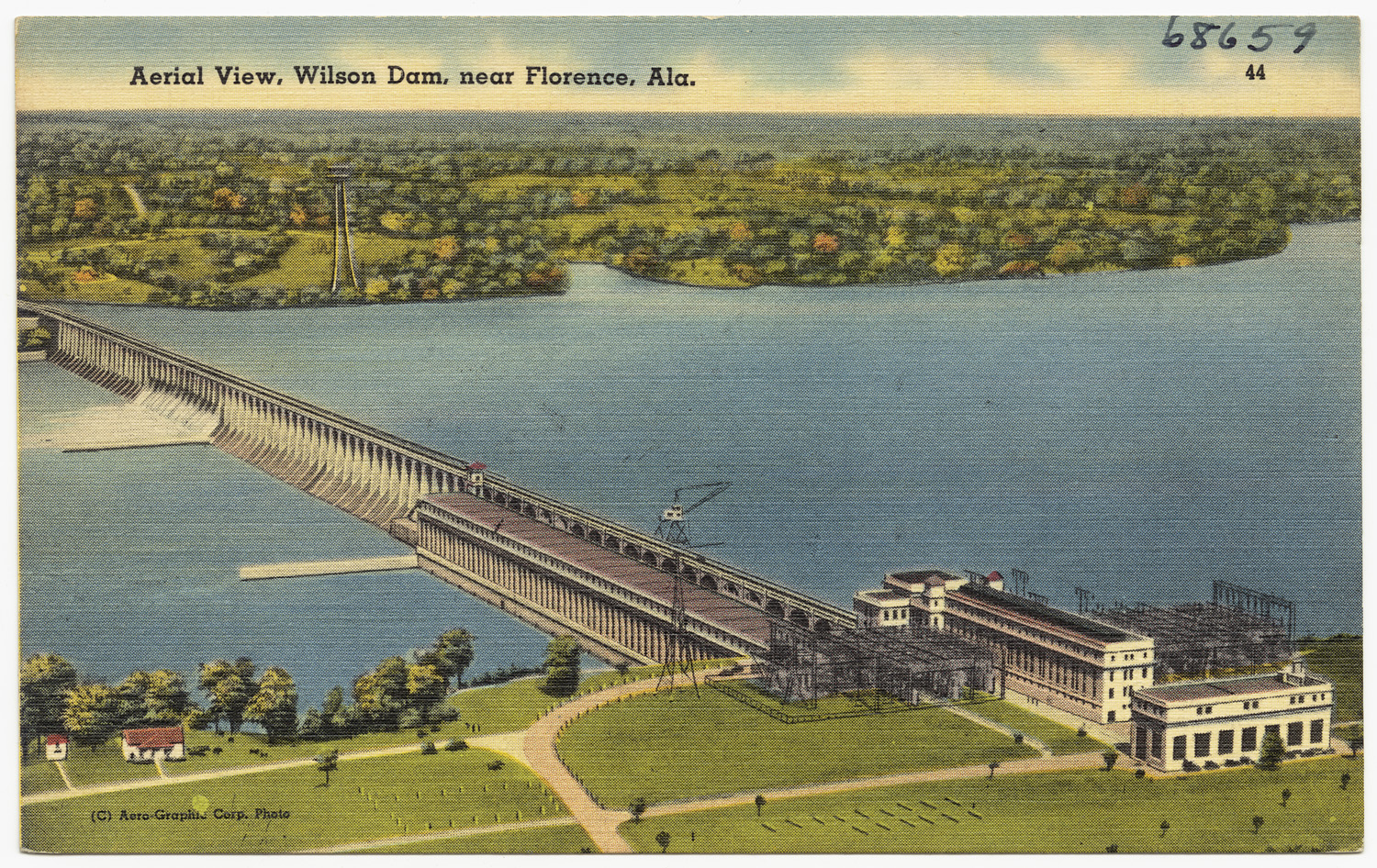 Aerial view of Wilson Dam near Florence, Alabama
